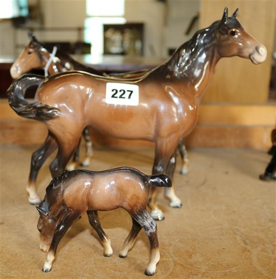 Three Beswick models of horses